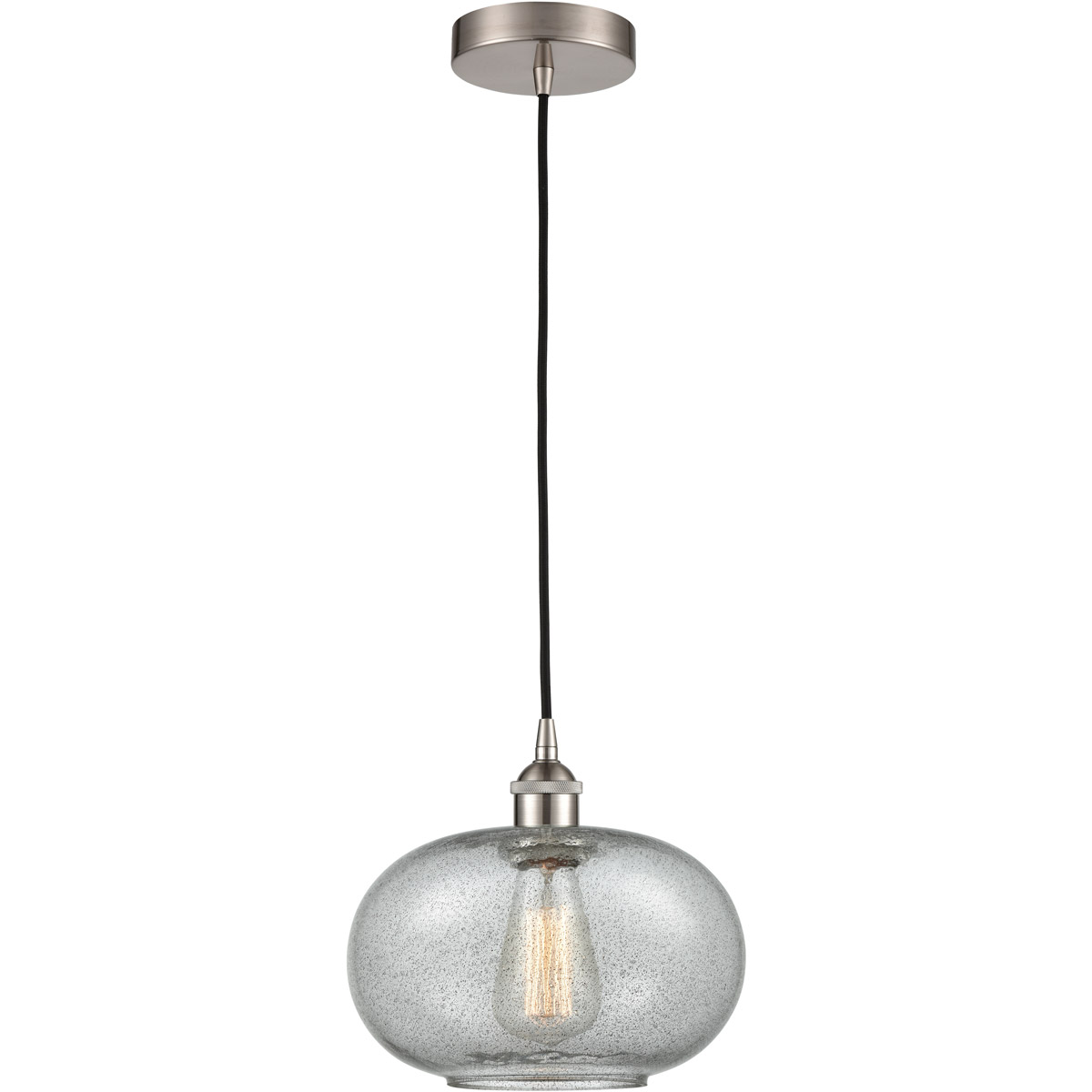 Innovations Lighting 616-1P-SN-G247 Edison Gorham 1 Light 9.5 inch Brushed Satin Nickel Mini Pendant Ceiling Light in Charcoal Glass