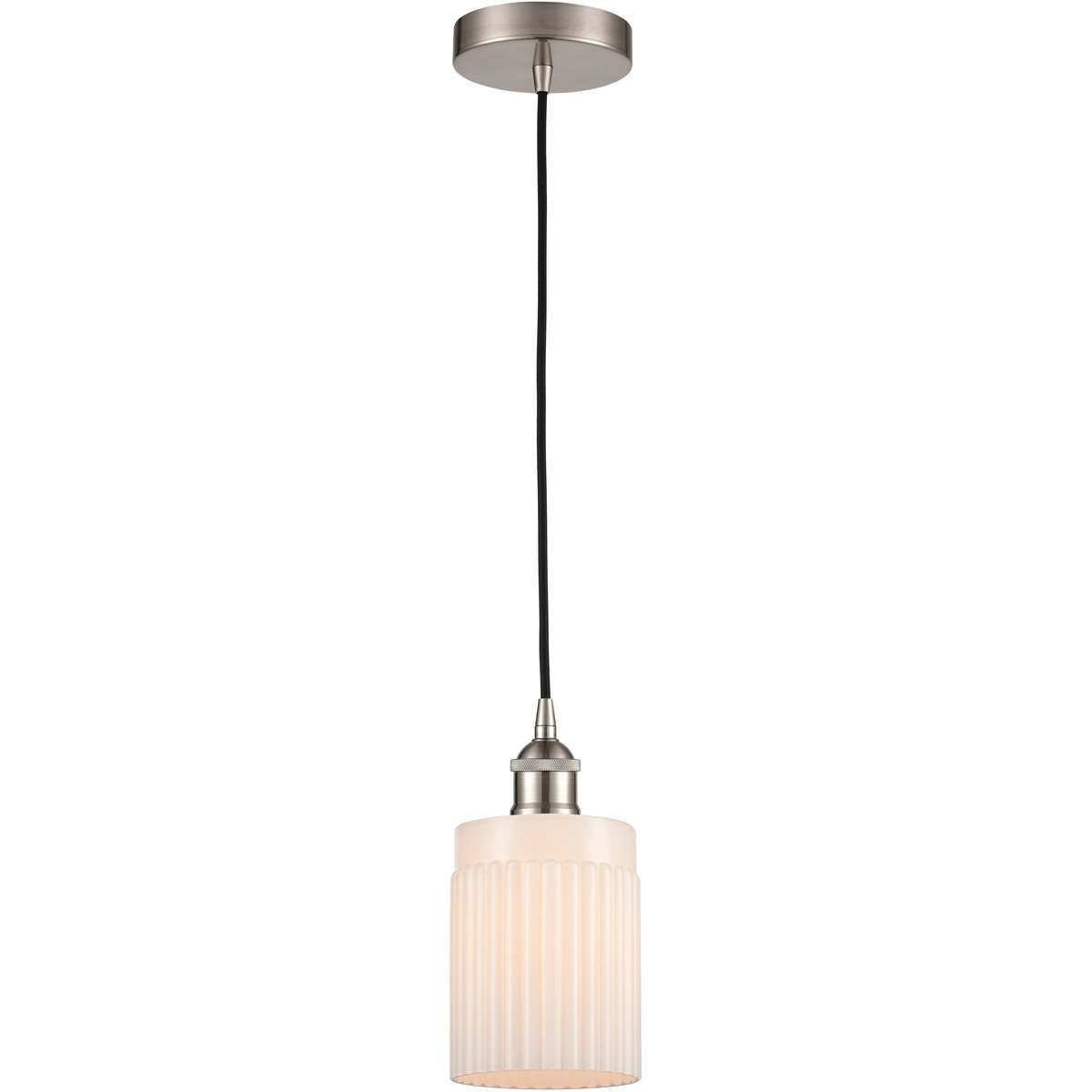 Innovations Lighting 616-1P-SN-G341-LED Edison Hadley LED 4.5 inch Brushed Satin Nickel Mini Pendant Ceiling Light in Matte White Glass