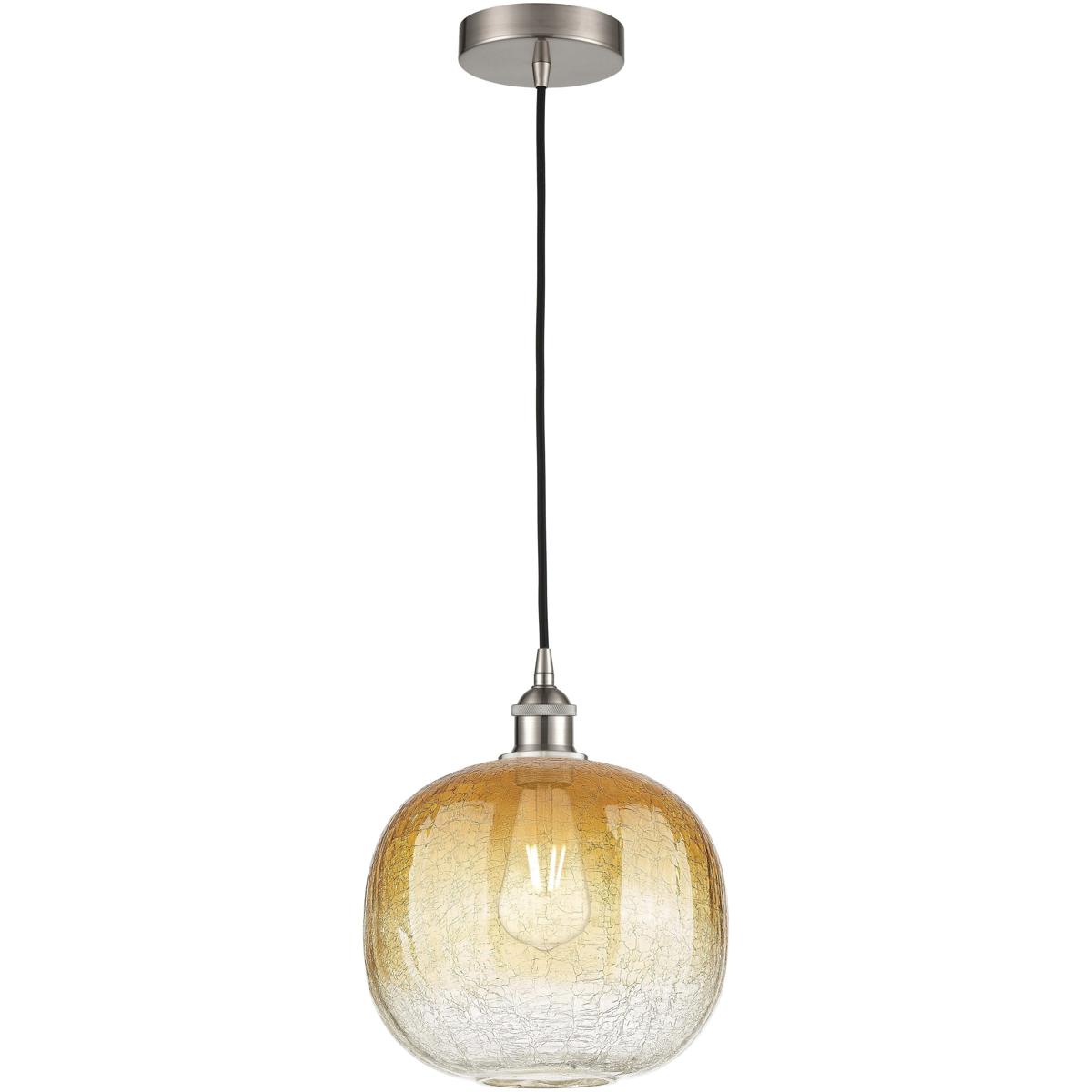 Innovations Lighting 616-1P-SN-G481-10AM Edison Brookhaven Sphere 1 Light 10.5 inch Brushed Satin Nickel Mini Pendant Ceiling Light in Amber Glass