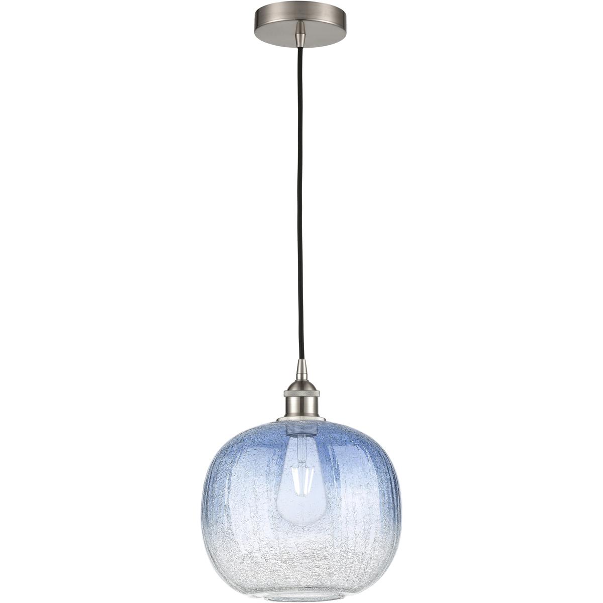 Innovations Lighting 616-1P-SN-G481-10SB Edison Brookhaven Sphere 1 Light 10.5 inch Brushed Satin Nickel Mini Pendant Ceiling Light in Sapphire Blue G