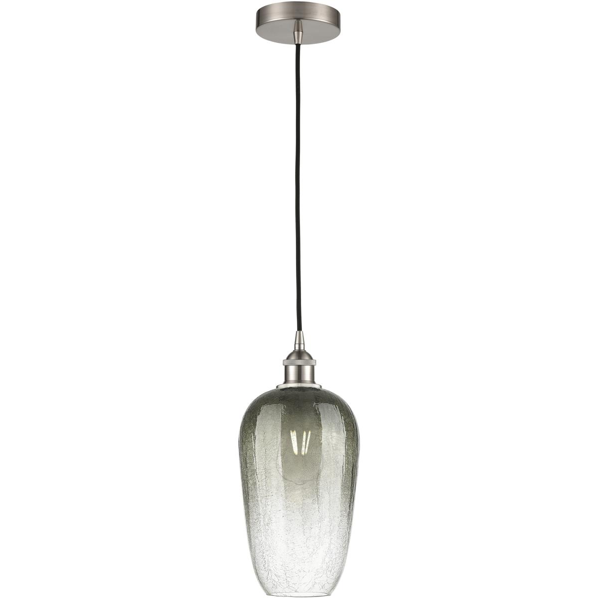 Innovations Lighting 616-1P-SN-G484-7SL Edison Brookhaven Flute 1 Light 7 inch Brushed Satin Nickel Mini Pendant Ceiling Light in Slate Glass