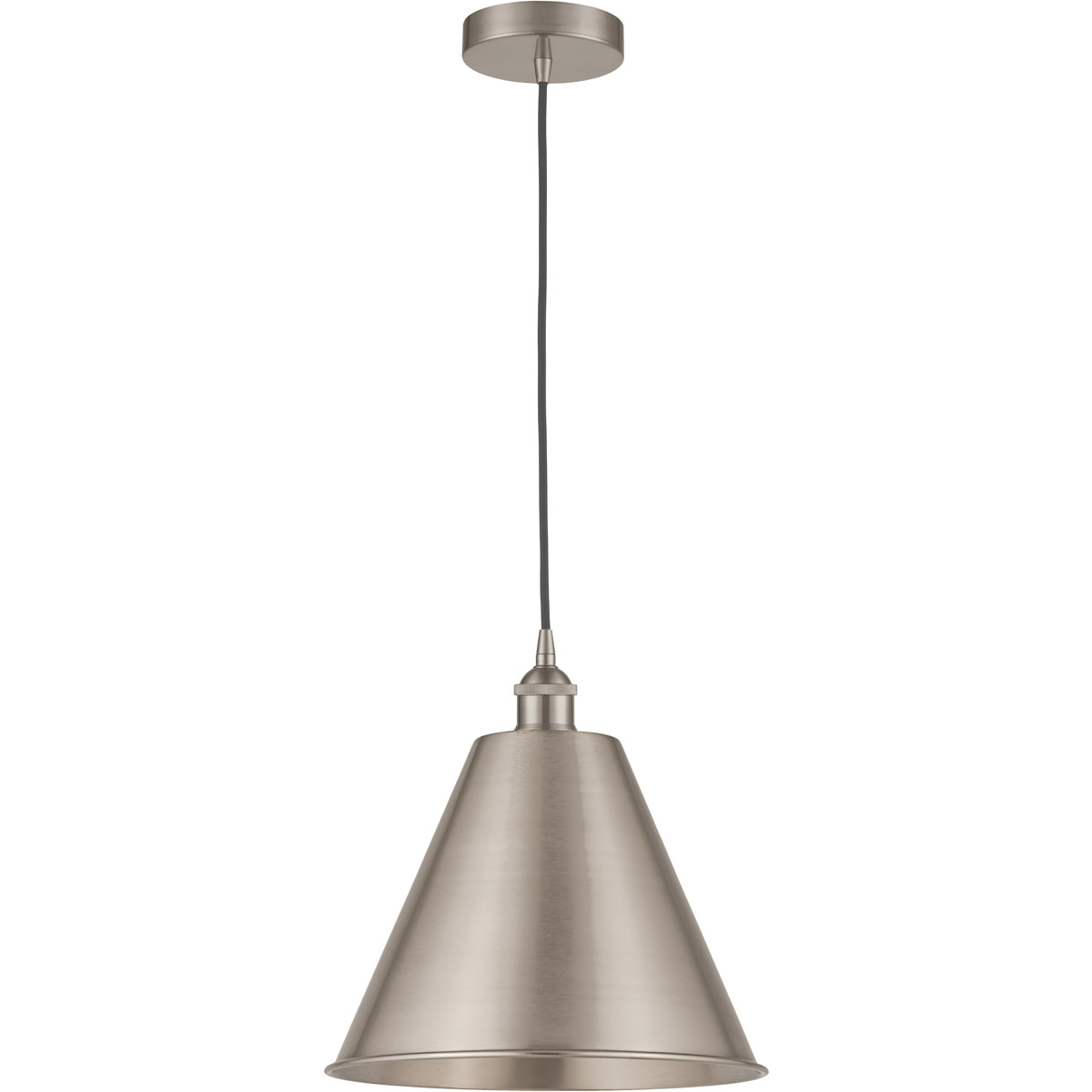Innovations Lighting 616-1P-SN-MBC-12-SN-LED Edison Cone LED 12 inch Brushed Satin Nickel Mini Pendant Ceiling Light