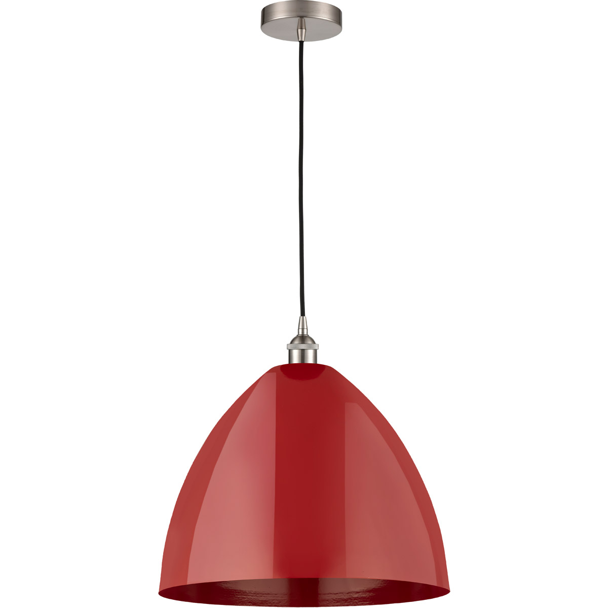 Innovations Lighting 616-1P-PN-MBD-16-RD-LED Edison Plymouth Dome LED 16 inch Polished Nickel Mini Pendant Ceiling Light