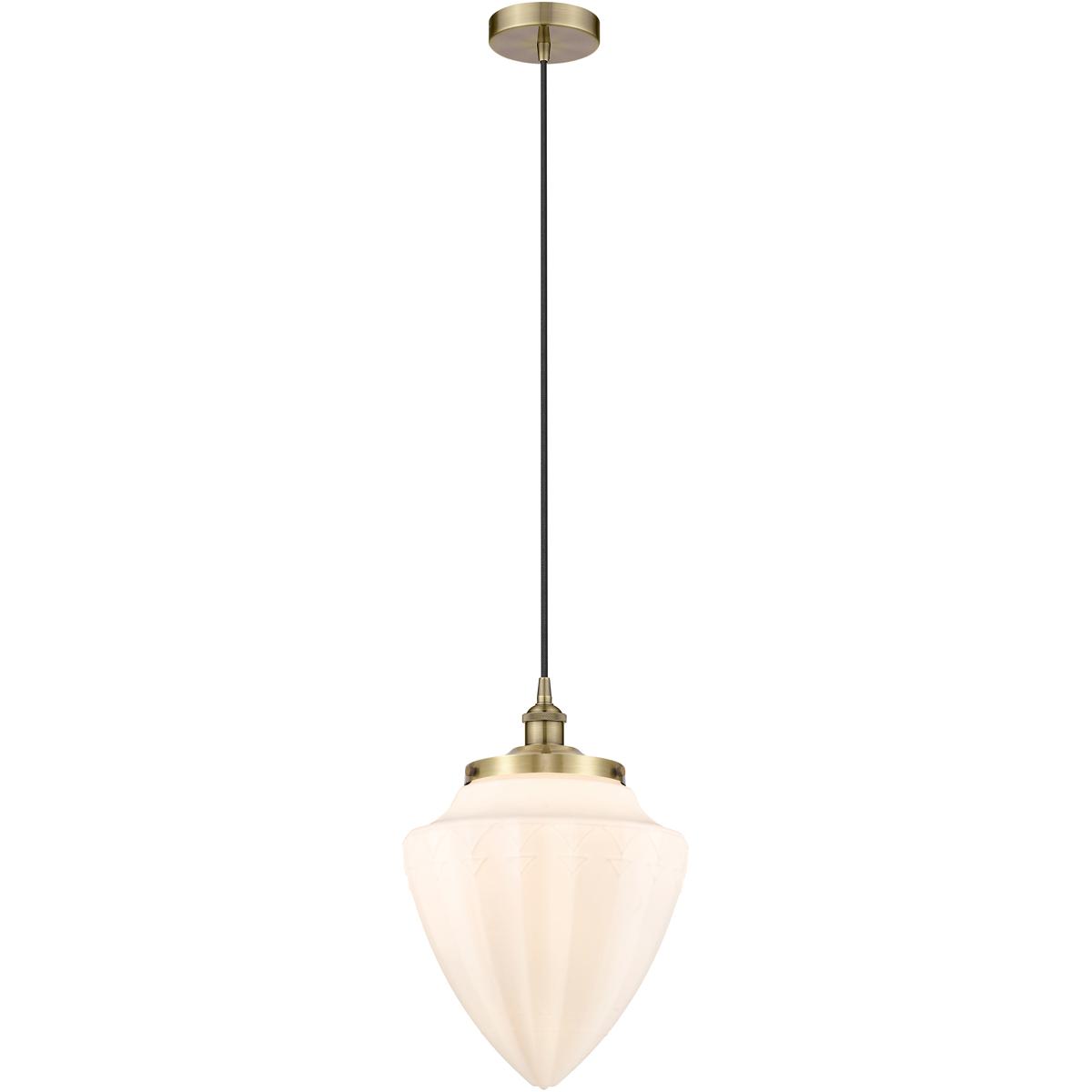 Innovations Lighting 616-1PH-AB-G661-12 Bullet 1 Light 12 inch Antique Brass Mini Pendant Ceiling Light in Matte White Glass