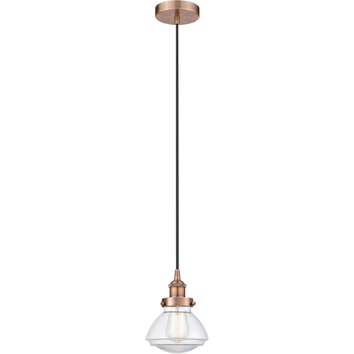 Innovations Lighting 616-1PH-AC-G322 Edison Olean 1 Light 7 inch Antique Copper Mini Pendant Ceiling Light