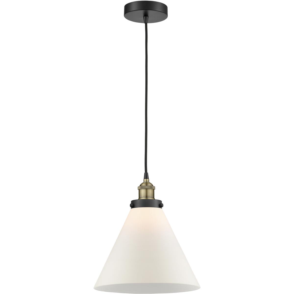 Innovations Lighting 616-1PH-BAB-G41-L Cone 1 Light 12 inch Black Antique Brass Mini Pendant Ceiling Light in Matte White Glass