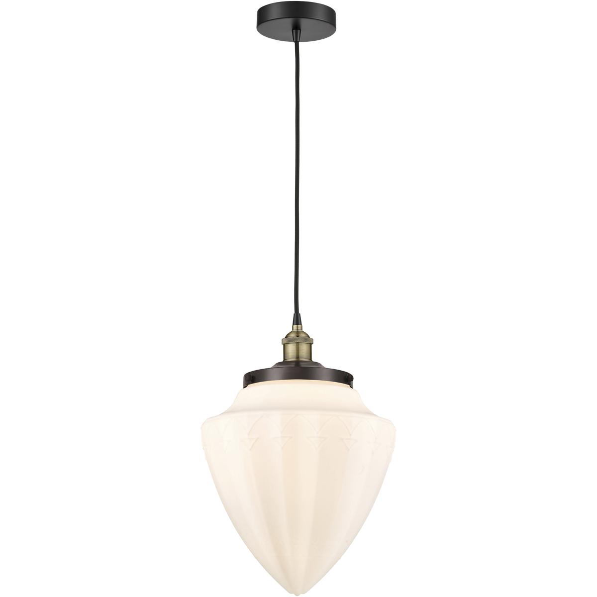 Innovations Lighting 616-1PH-BAB-G661-12 Bullet 1 Light 12 inch Black Antique Brass Mini Pendant Ceiling Light in Matte White Glass