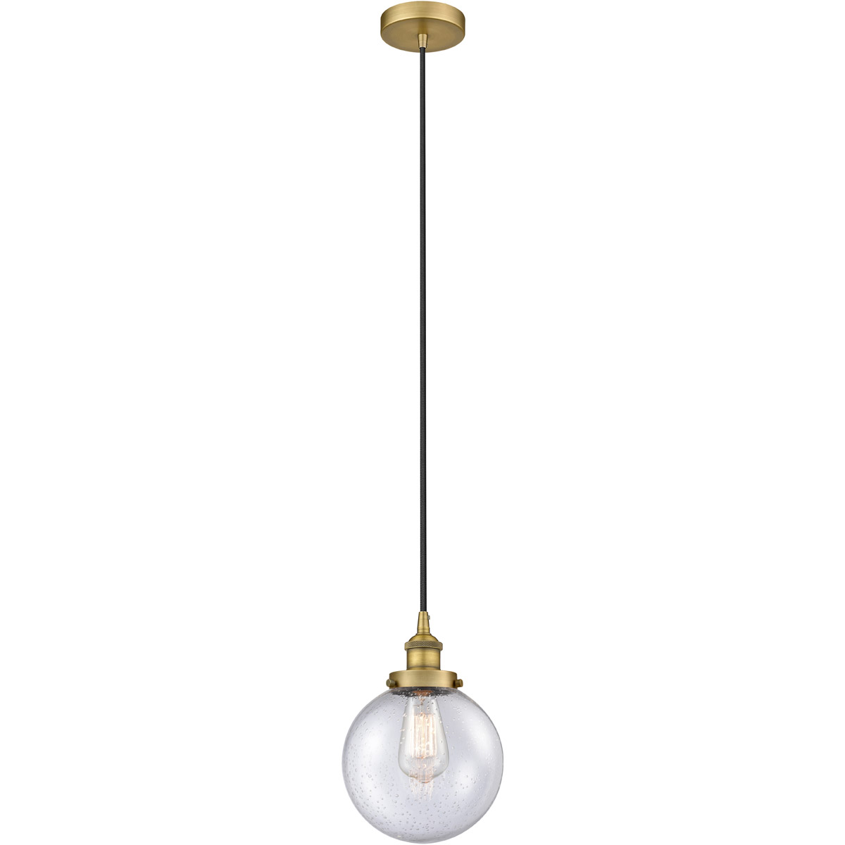 Innovations Lighting 616-1PH-BB-G204-8 Edison Beacon 1 Light 8 inch Brushed Brass Mini Pendant Ceiling Light