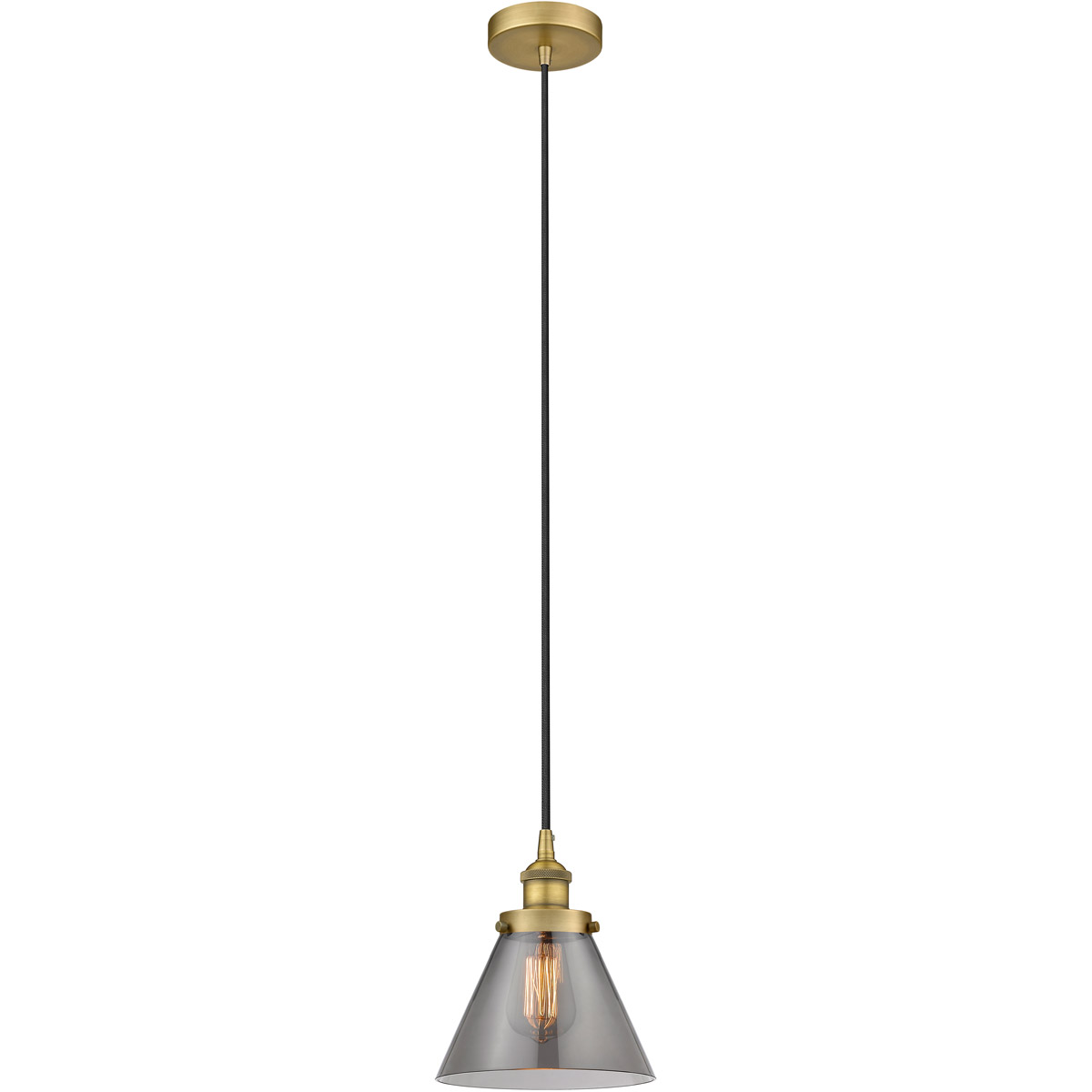 Innovations Lighting 616-1PH-BB-G43 Edison Cone 1 Light 8 inch Brushed Brass Mini Pendant Ceiling Light