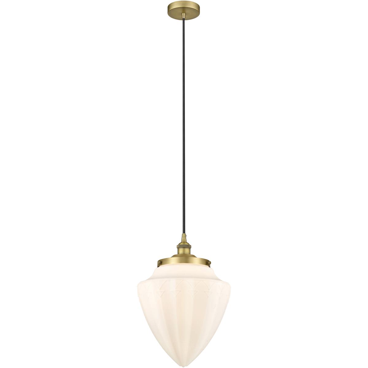 Innovations Lighting 616-1PH-BB-G661-12 Bullet 1 Light 12 inch Brushed Brass Mini Pendant Ceiling Light in Matte White Glass