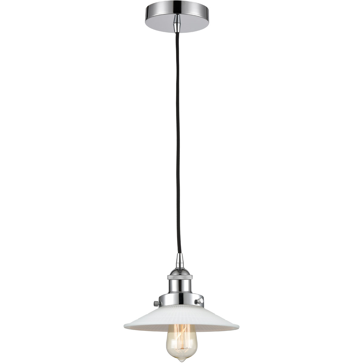 Innovations Lighting 616-1PH-PC-G1-LED Edison Halophane LED 9 inch Polished Chrome Mini Pendant Ceiling Light