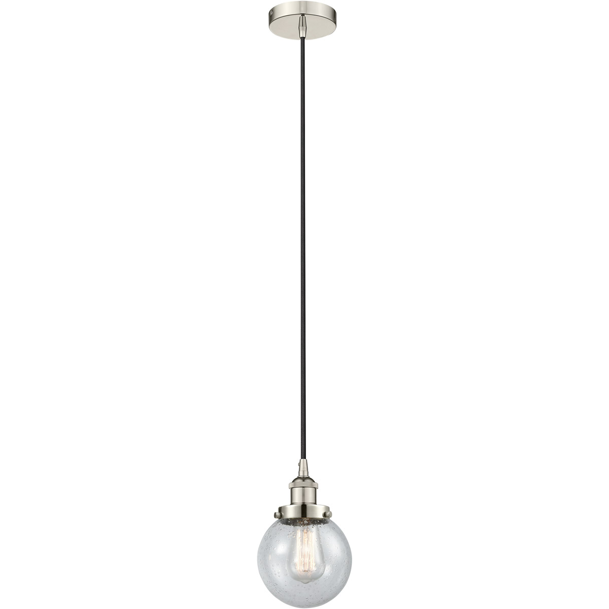 Innovations Lighting 616-1PH-PN-G204-6-LED Edison Beacon LED 6 inch Polished Nickel Mini Pendant Ceiling Light