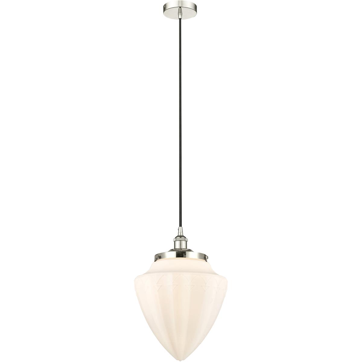 Innovations Lighting 616-1PH-PN-G661-12 Bullet 1 Light 12 inch Polished Nickel Mini Pendant Ceiling Light in Matte White Glass
