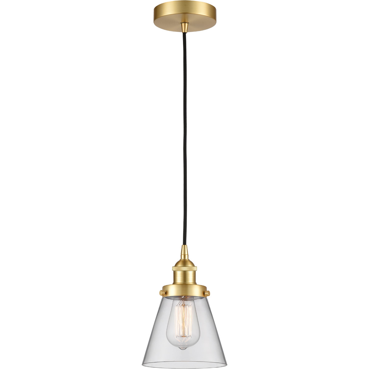 Innovations Lighting 616-1PH-SG-G62 Edison Cone 1 Light 6 inch Satin Gold Mini Pendant Ceiling Light