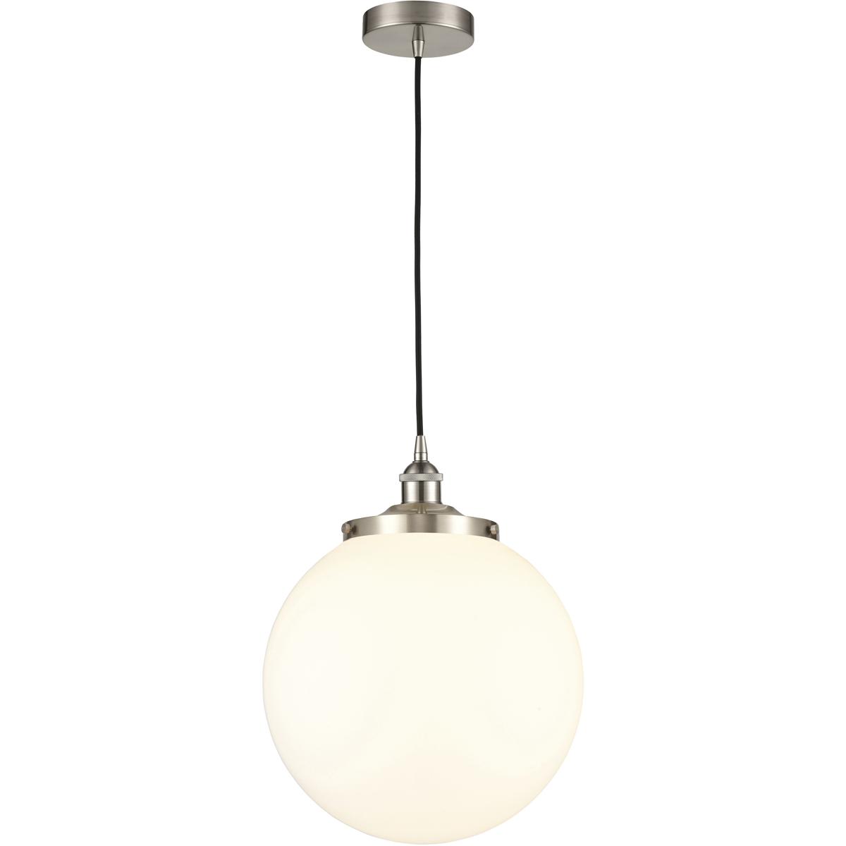 Innovations Lighting 616-1PH-SN-G201-14 Beacon 1 Light 13.75 inch Brushed Satin Nickel Mini Pendant Ceiling Light in Matte White Glass