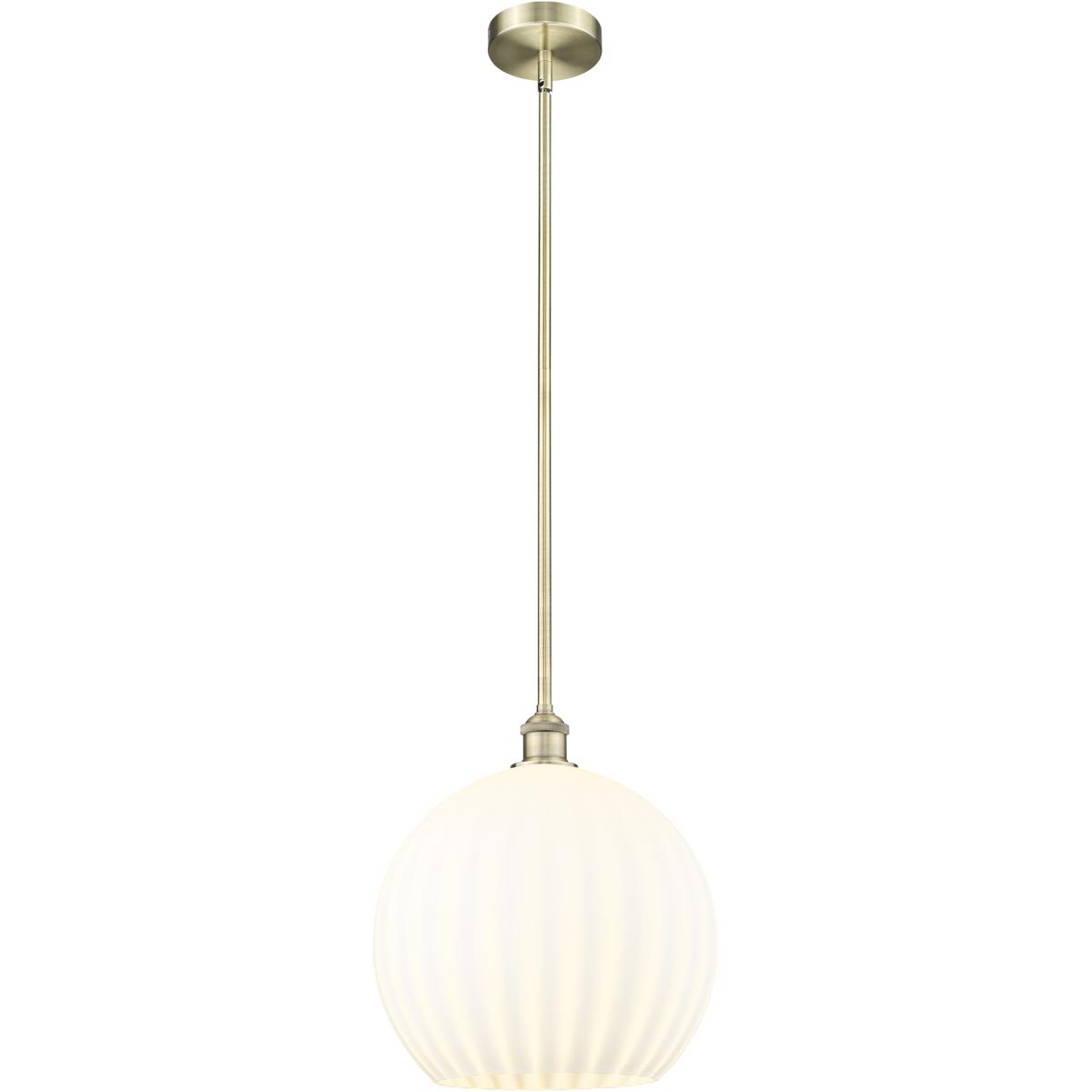 Innovations Lighting 616-1S-AB-G1217-14WV Edison White Venetian 1 Light 13.75 inch Antique Brass Stem Hung Pendant Ceiling Light