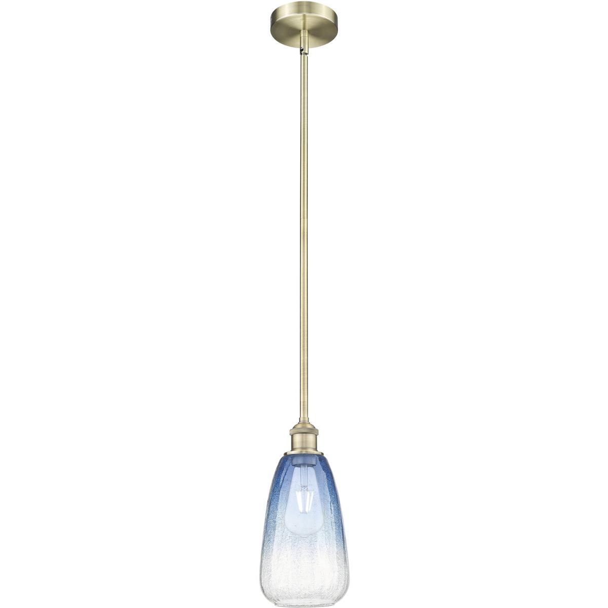 Innovations Lighting 616-1S-AB-G480-6SB Edison Brookhaven Almond 1 Light 6 inch Antique Brass Mini Pendant Ceiling Light in Sapphire Blue Glass