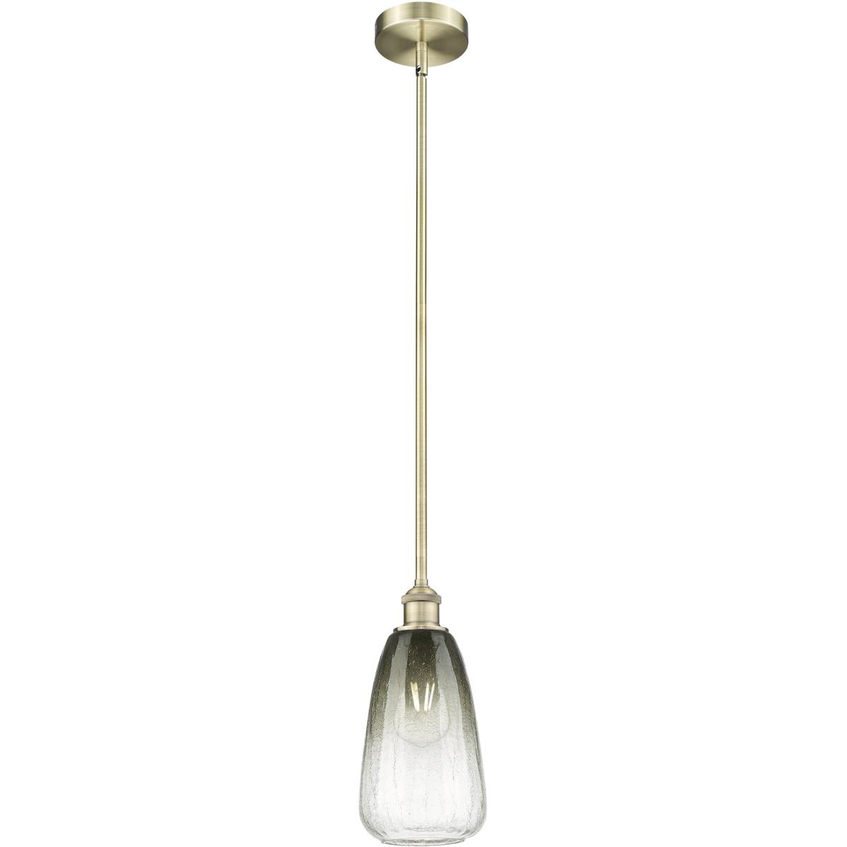 Innovations Lighting 616-1S-AB-G480-6SL Edison Brookhaven Almond 1 Light 6 inch Antique Brass Mini Pendant Ceiling Light in Slate Glass