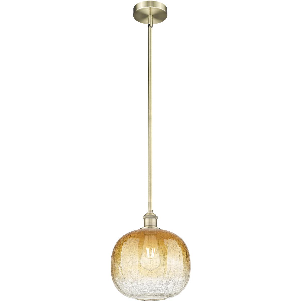 Innovations Lighting 616-1S-AB-G481-10AM Edison Brookhaven Sphere 1 Light 10.5 inch Antique Brass Mini Pendant Ceiling Light in Amber Glass