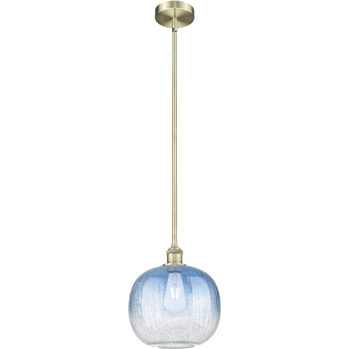 Innovations Lighting 616-1S-AB-G481-10SB Edison Brookhaven Sphere 1 Light 10.5 inch Antique Brass Mini Pendant Ceiling Light in Sapphire Blue Glass