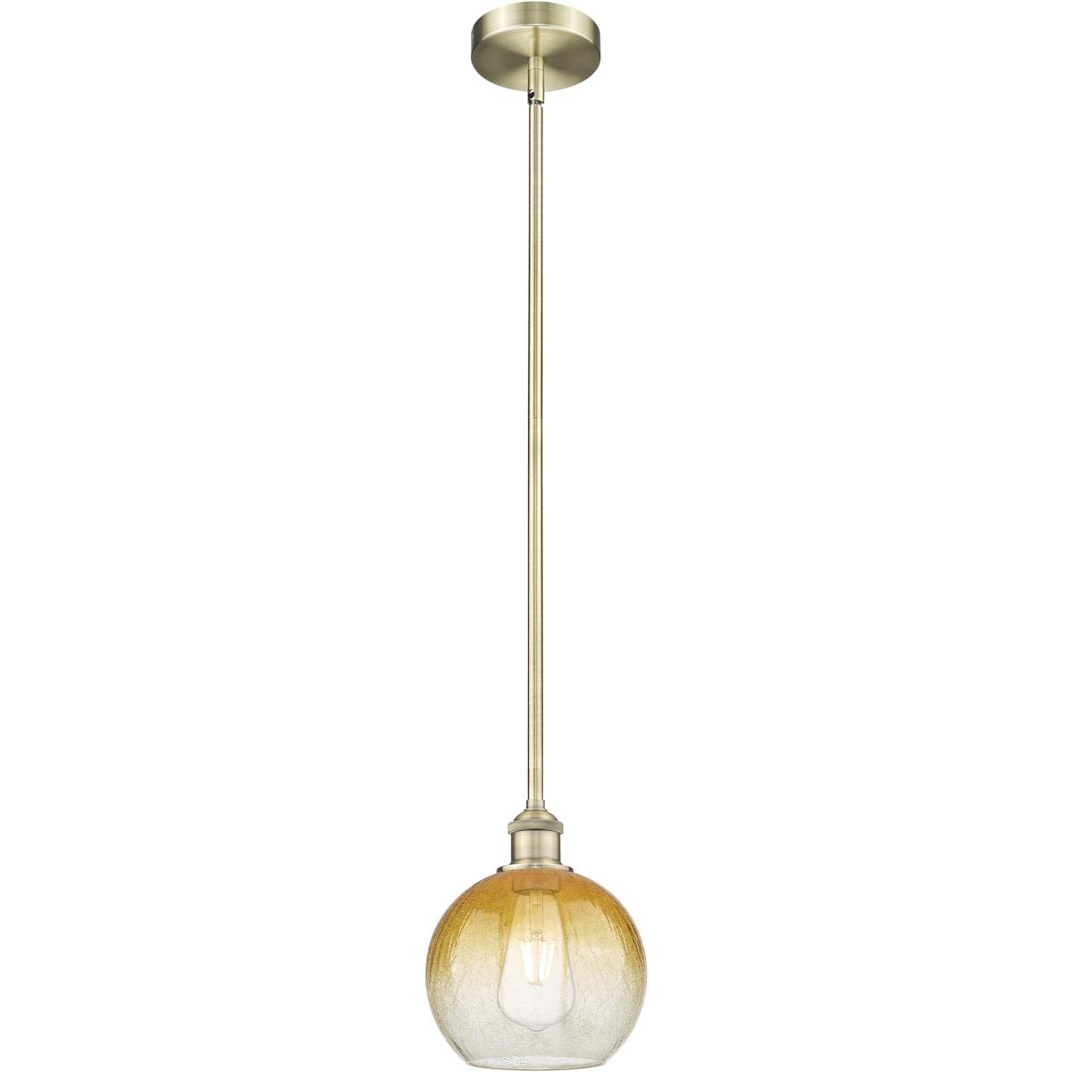 Innovations Lighting 616-1S-AB-G483-8AM Edison Brookhaven Globe 1 Light 7.88 inch Antique Brass Mini Pendant Ceiling Light in Amber Glass