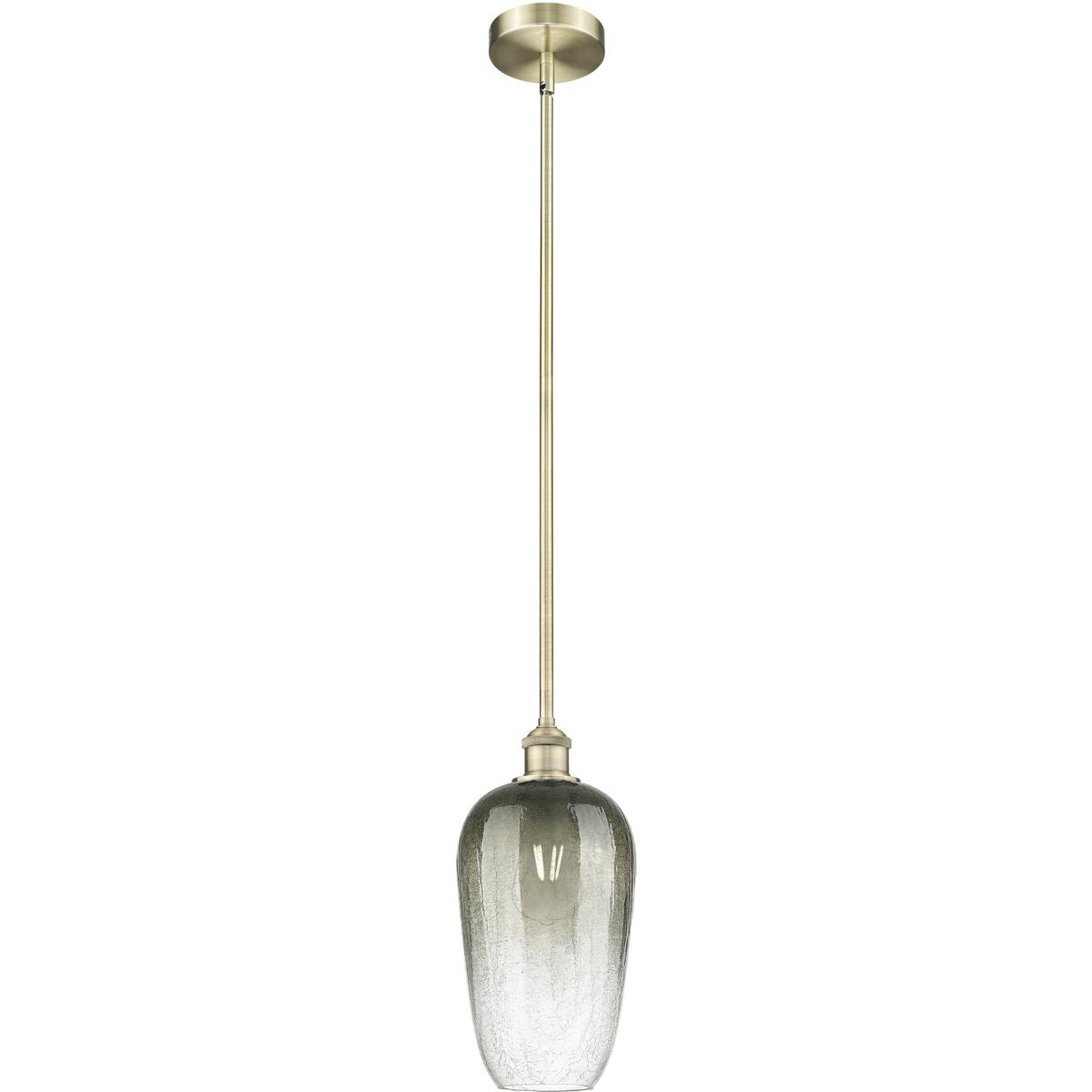 Innovations Lighting 616-1S-AB-G484-7SL Edison Brookhaven Flute 1 Light 7 inch Antique Brass Mini Pendant Ceiling Light in Slate Glass