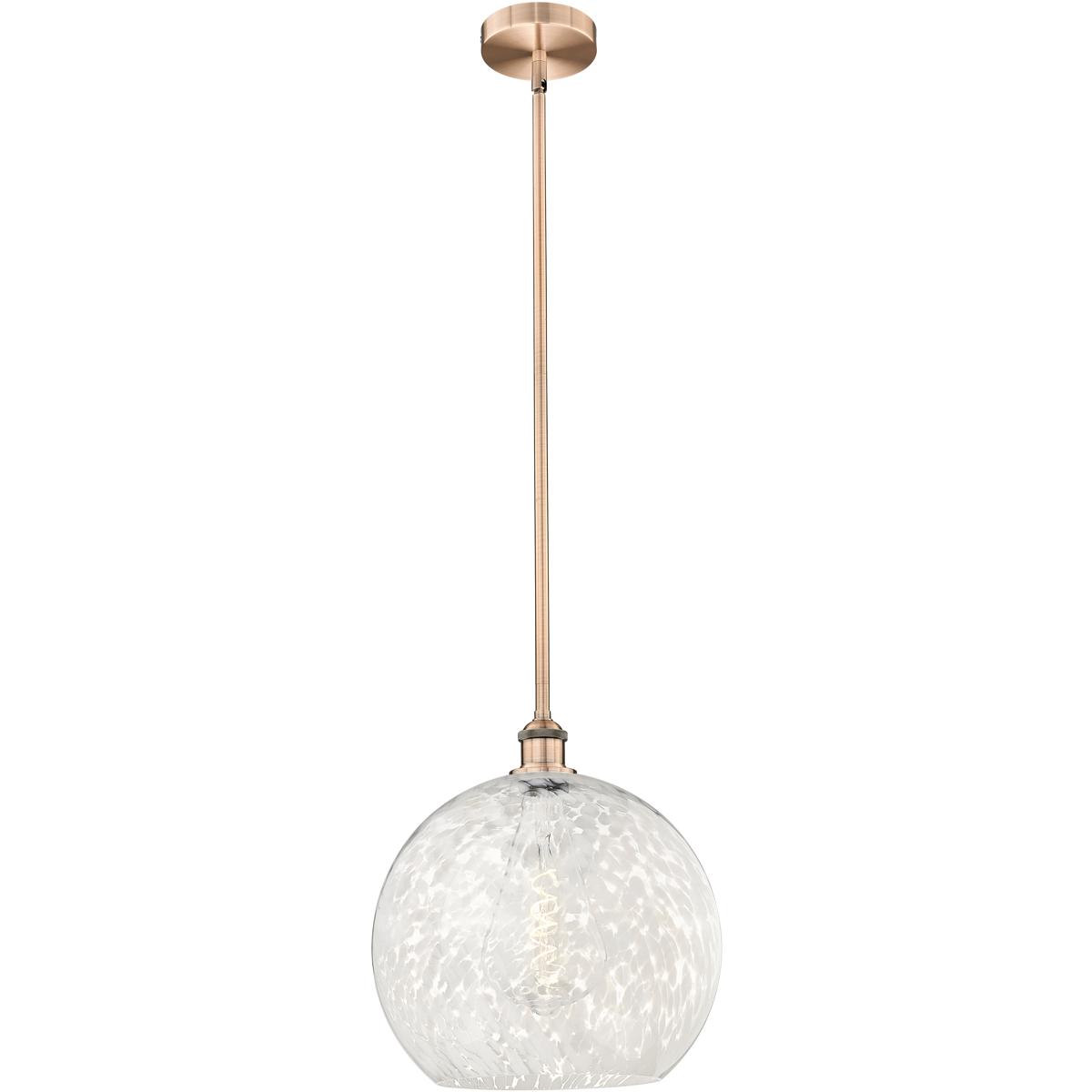 Innovations Lighting 616-1S-AC-G1216-14WM Edison White Mouchette 1 Light 13.75 inch Antique Copper Stem Hung Pendant Ceiling Light