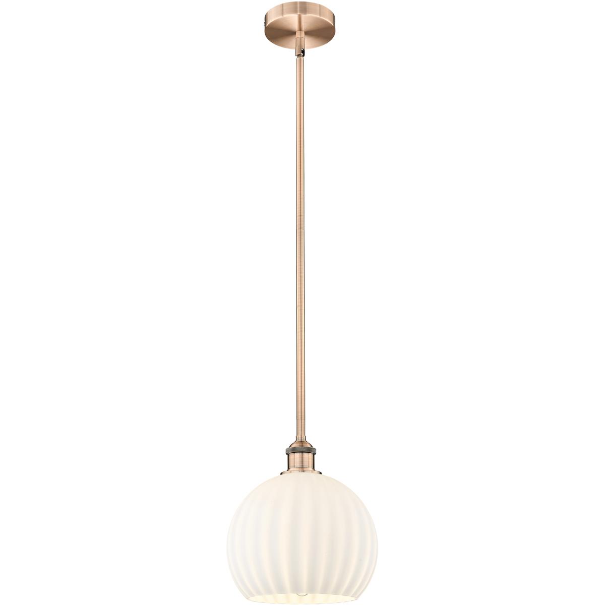 Innovations Lighting 616-1S-AC-G1217-10WV Edison White Venetian 1 Light 10 inch Antique Copper Stem Hung Mini Pendant Ceiling Light