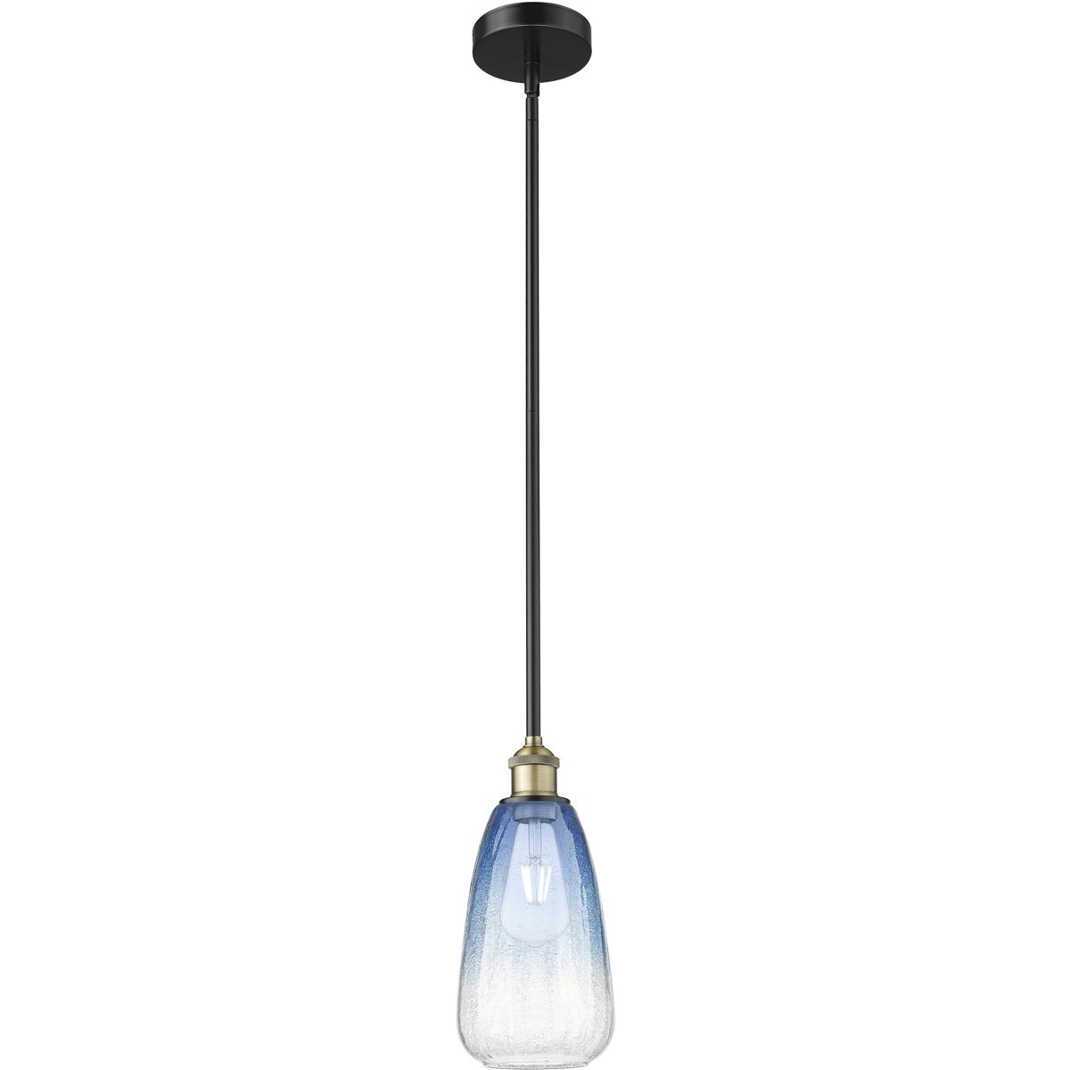 Innovations Lighting 616-1S-BAB-G480-6SB Edison Brookhaven Almond 1 Light 6 inch Black Antique Brass Mini Pendant Ceiling Light in Sapphire Blue Glass