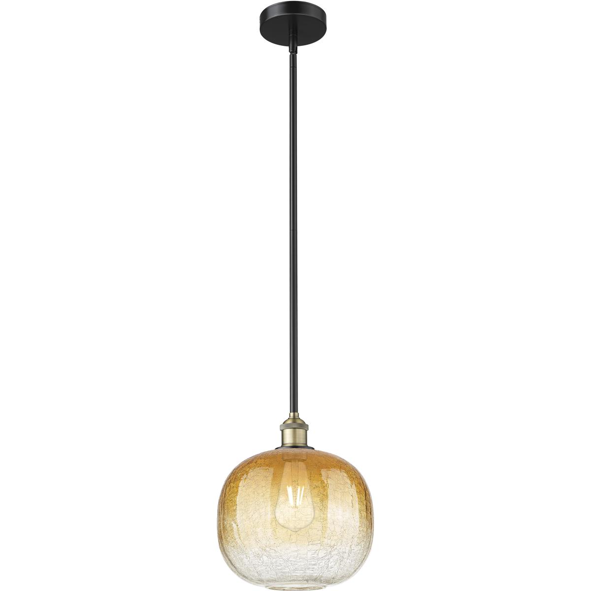 Innovations Lighting 616-1S-BAB-G481-10AM Edison Brookhaven Sphere 1 Light 10.5 inch Black Antique Brass Mini Pendant Ceiling Light in Amber Glass