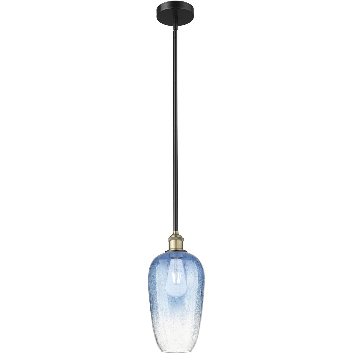 Innovations Lighting 616-1S-BAB-G484-7SB Edison Brookhaven Flute 1 Light 7 inch Black Antique Brass Mini Pendant Ceiling Light in Sapphire Blue Glass