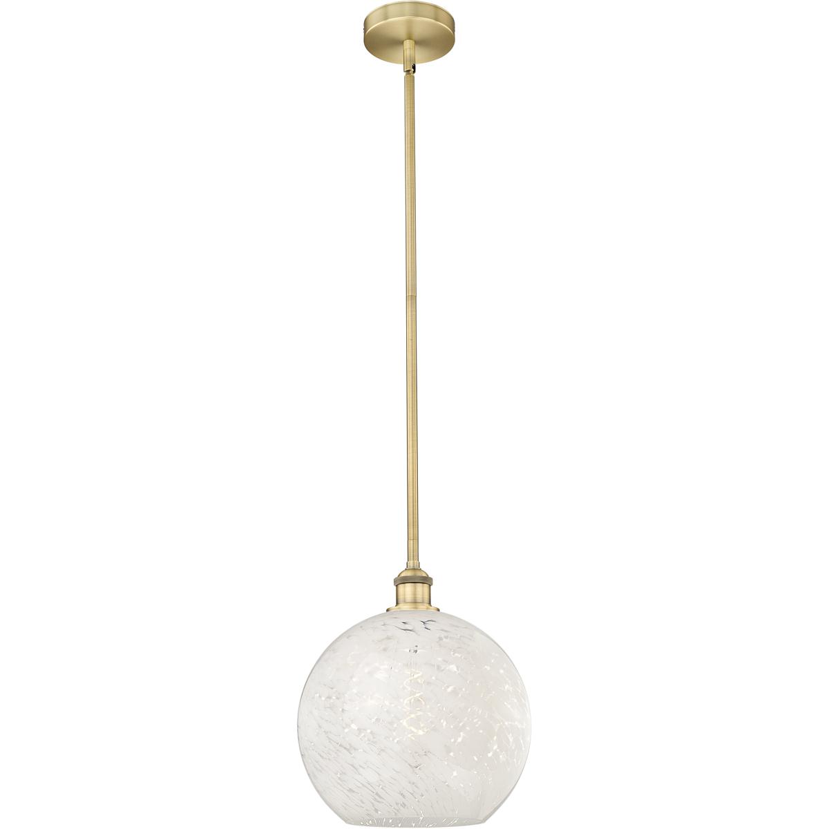Innovations Lighting 616-1S-BB-G1216-12WM Edison White Mouchette 1 Light 12 inch Brushed Brass Stem Hung Pendant Ceiling Light