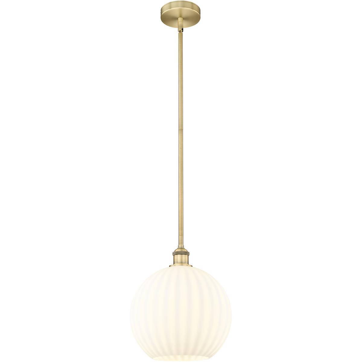 Innovations Lighting 616-1S-BB-G1217-12WV Edison White Venetian 1 Light 12 inch Brushed Brass Stem Hung Pendant Ceiling Light