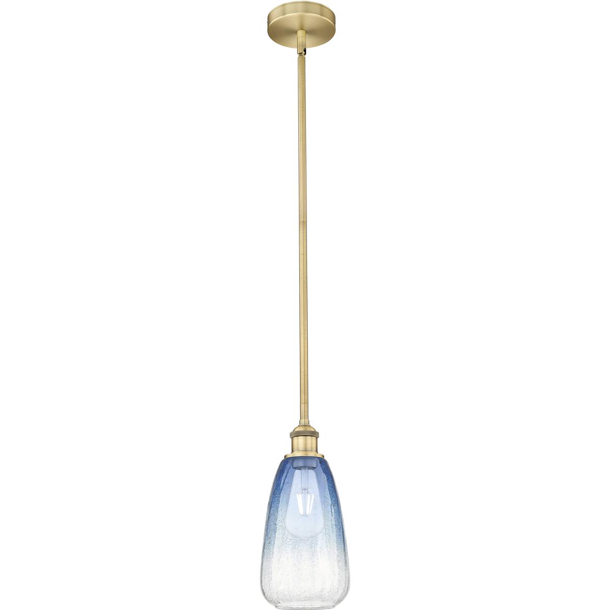 Innovations Lighting 616-1S-BB-G480-6SB Edison Brookhaven Almond 1 Light 6 inch Brushed Brass Mini Pendant Ceiling Light in Sapphire Blue Glass