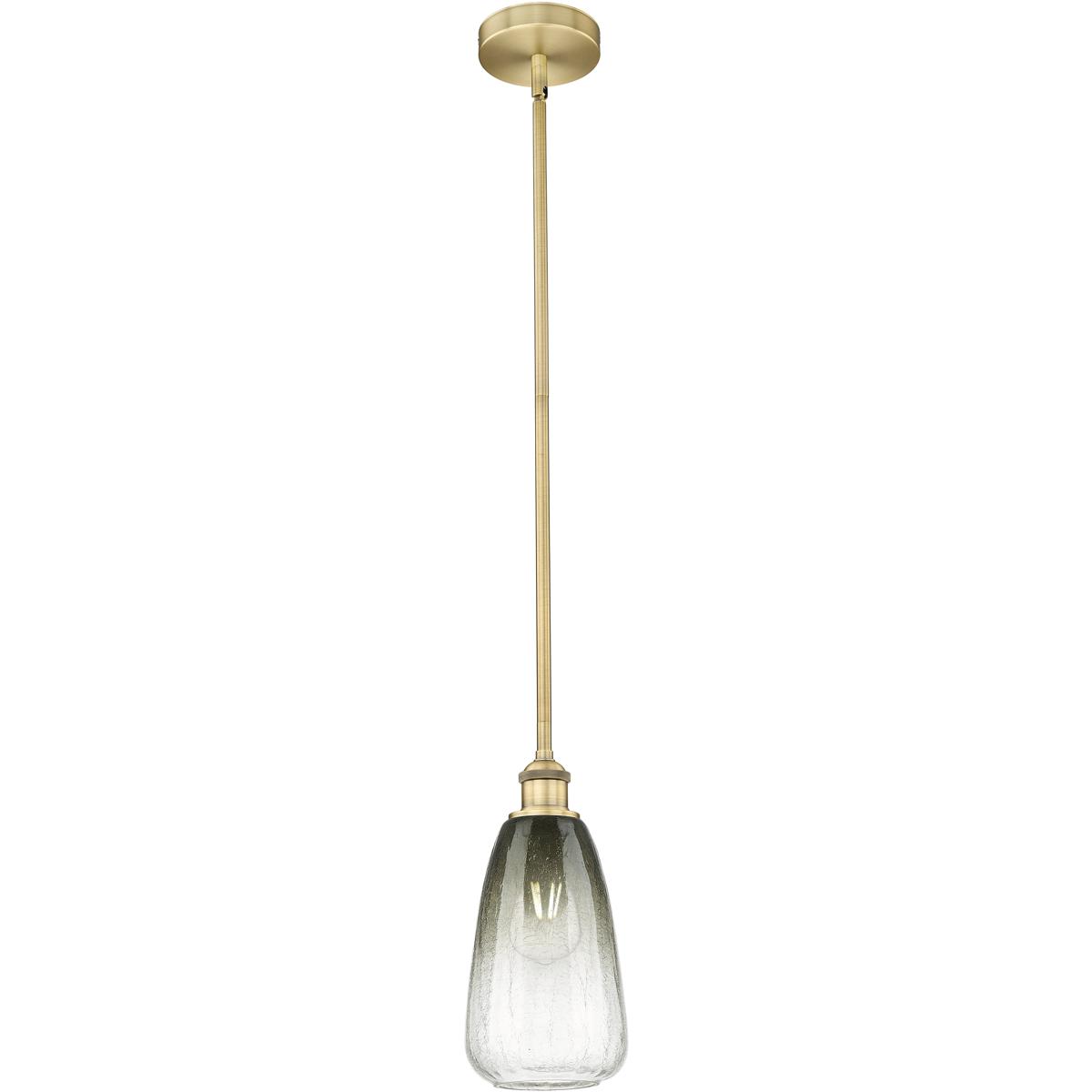 Innovations Lighting 616-1S-BB-G480-6SL Edison Brookhaven Almond 1 Light 6 inch Brushed Brass Mini Pendant Ceiling Light in Slate Glass