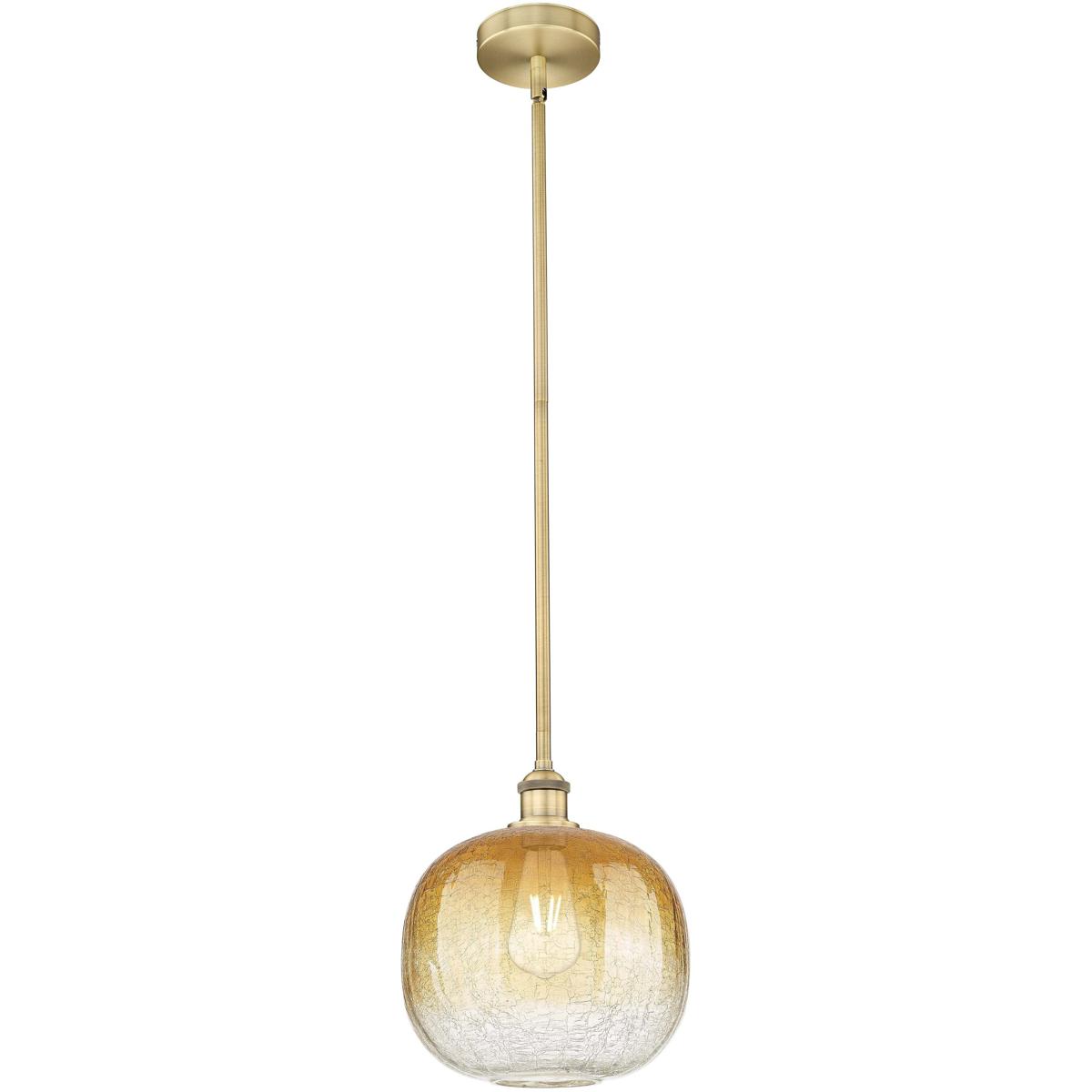 Innovations Lighting 616-1S-BB-G481-10AM Edison Brookhaven Sphere 1 Light 10.5 inch Brushed Brass Mini Pendant Ceiling Light in Amber Glass