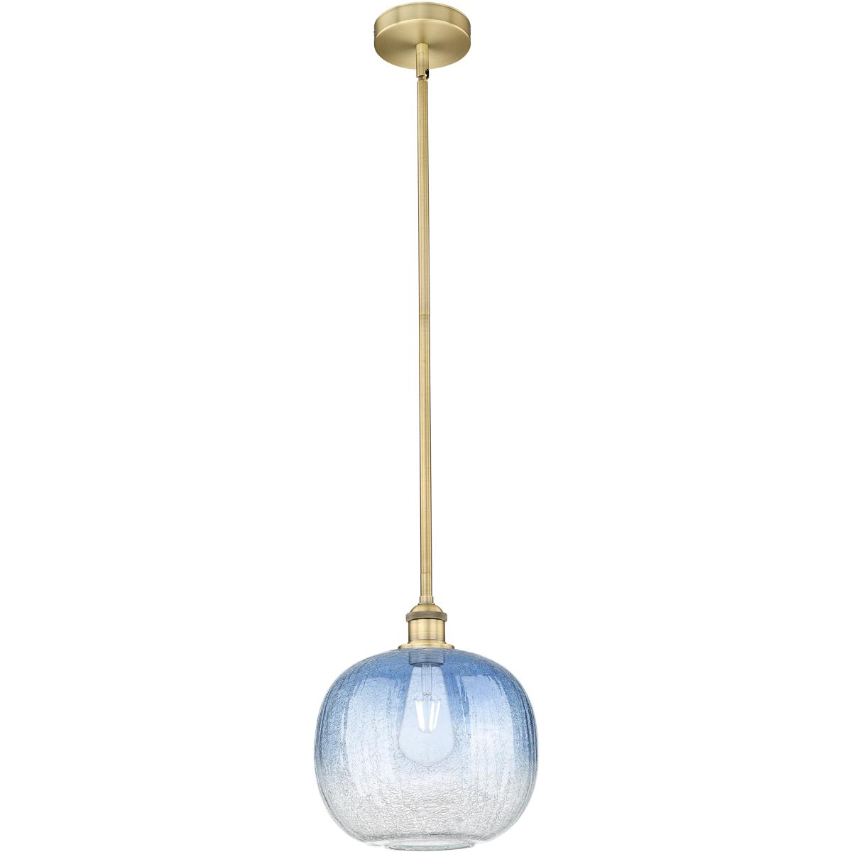 Innovations Lighting 616-1S-BB-G481-10SB Edison Brookhaven Sphere 1 Light 10.5 inch Brushed Brass Mini Pendant Ceiling Light in Sapphire Blue Glass