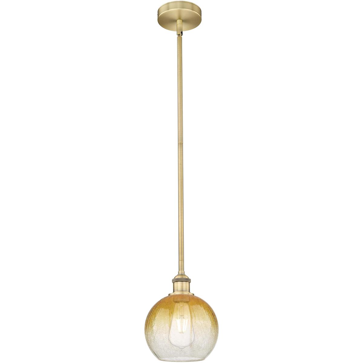 Innovations Lighting 616-1S-BB-G483-8AM Edison Brookhaven Globe 1 Light 7.88 inch Brushed Brass Mini Pendant Ceiling Light in Amber Glass