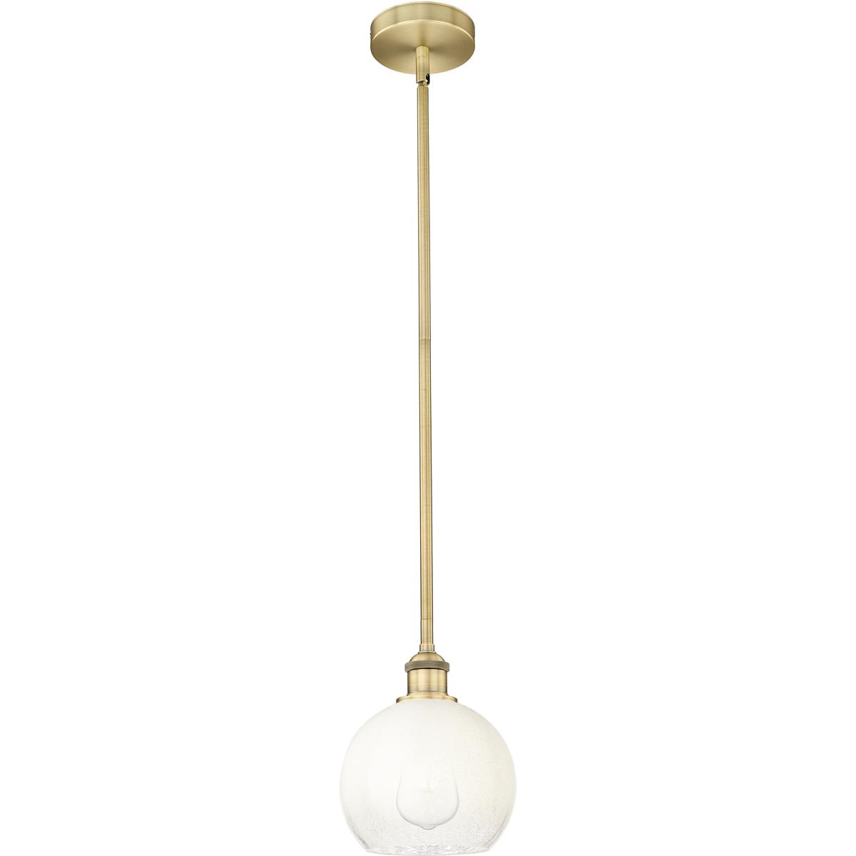 Innovations Lighting 616-1S-BB-G483-8OP Edison Brookhaven Globe 1 Light 7.88 inch Brushed Brass Mini Pendant Ceiling Light in Opal Glass