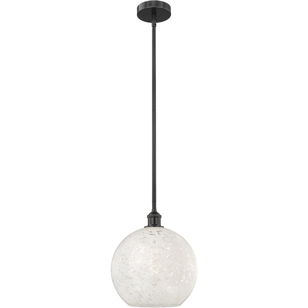 Innovations Lighting 616-1S-BK-G1216-12WM Edison White Mouchette 1 Light 12 inch Matte Black Stem Hung Pendant Ceiling Light