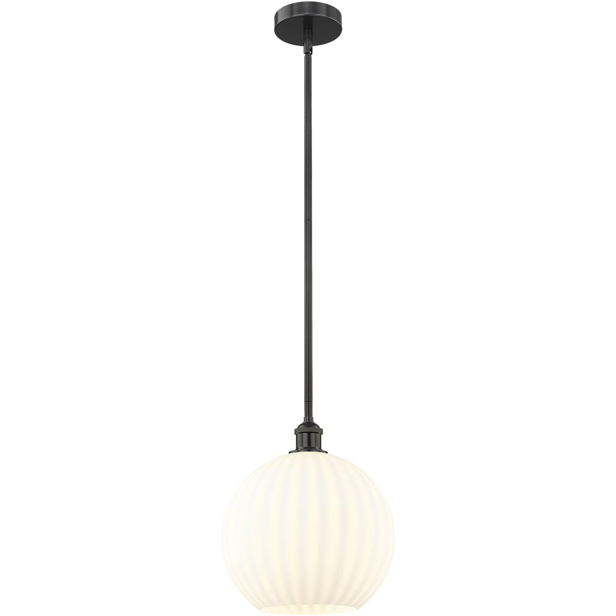 Innovations Lighting 616-1S-BK-G1217-12WV Edison White Venetian 1 Light 12 inch Matte Black Stem Hung Pendant Ceiling Light