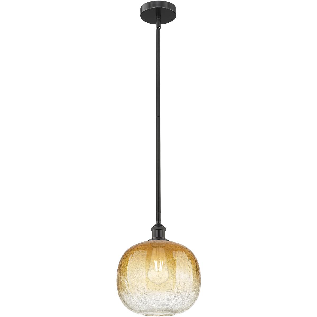 Innovations Lighting 616-1S-BK-G481-10AM Edison Brookhaven Sphere 1 Light 10.5 inch Matte Black Mini Pendant Ceiling Light in Amber Glass