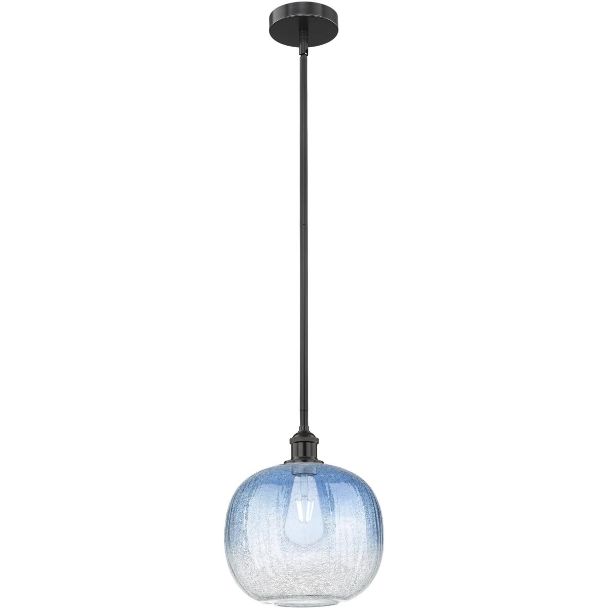 Innovations Lighting 616-1S-BK-G481-10SB Edison Brookhaven Sphere 1 Light 10.5 inch Matte Black Mini Pendant Ceiling Light in Sapphire Blue Glass