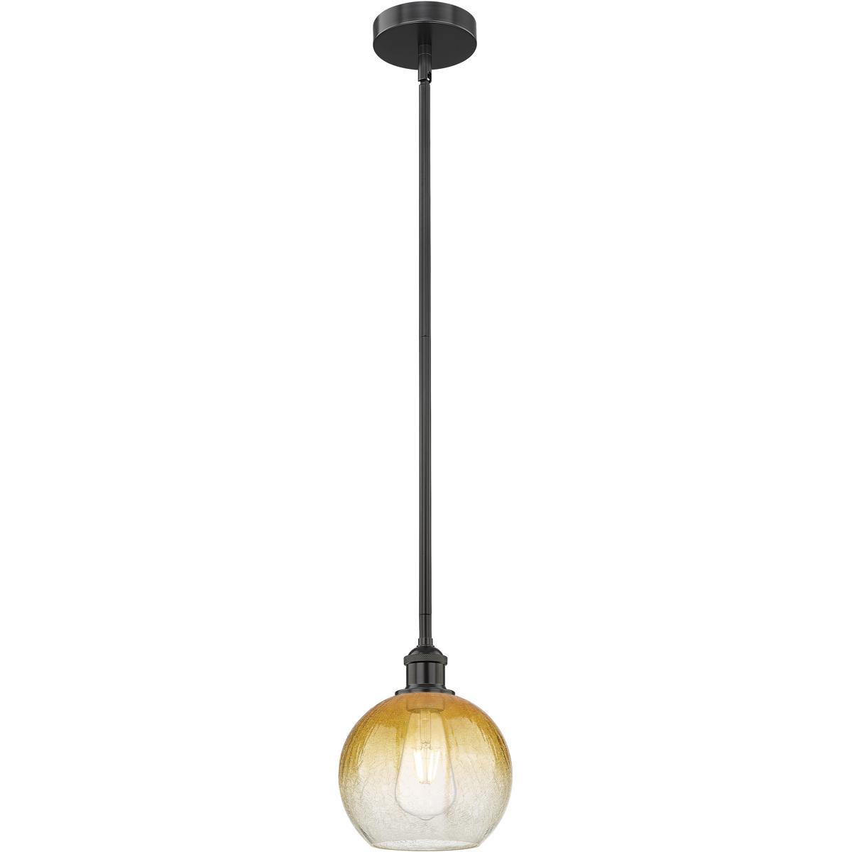 Innovations Lighting 616-1S-BK-G483-8AM Edison Brookhaven Globe 1 Light 7.88 inch Matte Black Mini Pendant Ceiling Light in Amber Glass