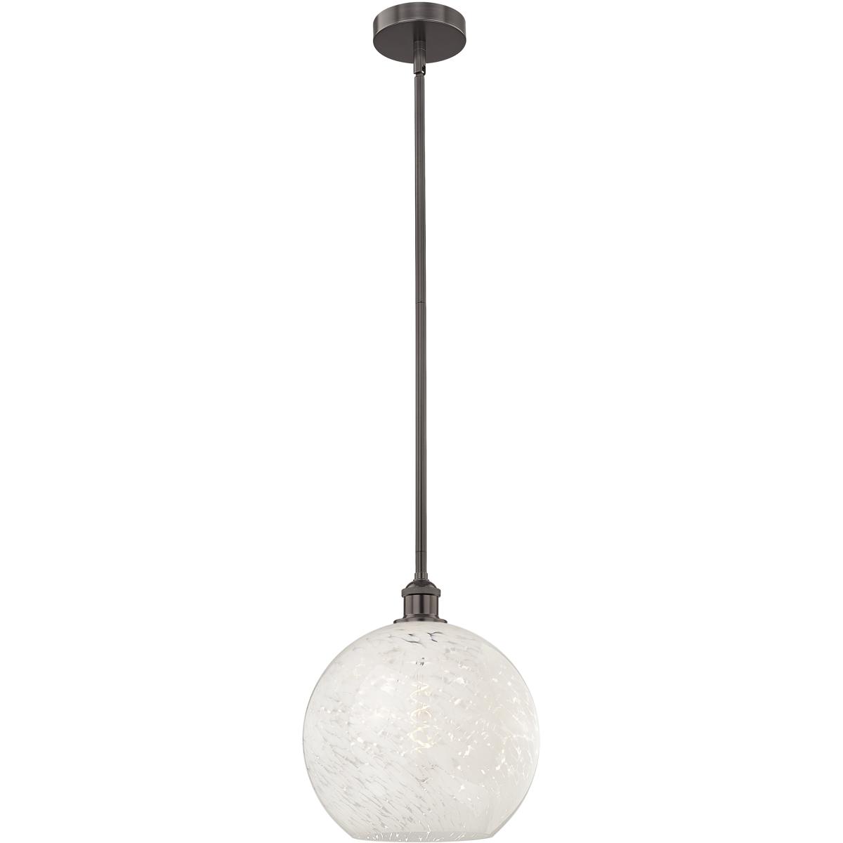 Innovations Lighting 616-1S-OB-G1216-12WM Edison White Mouchette 1 Light 12 inch Oil Rubbed Bronze Stem Hung Pendant Ceiling Light
