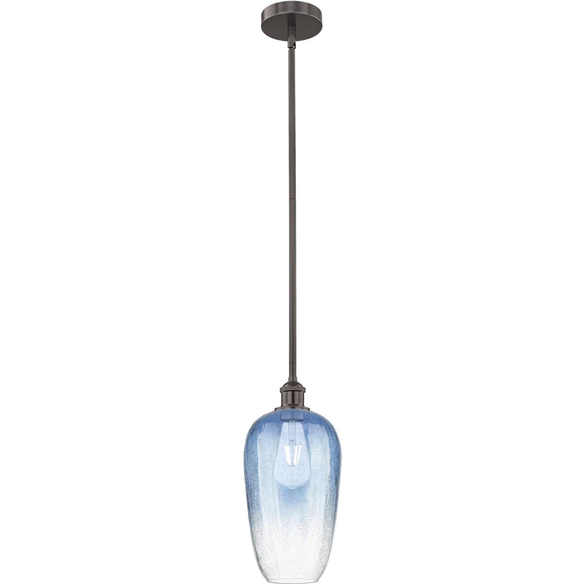 Innovations Lighting 616-1S-OB-G484-7SB Edison Brookhaven Flute 1 Light 7 inch Oil Rubbed Bronze Mini Pendant Ceiling Light in Sapphire Blue Glass