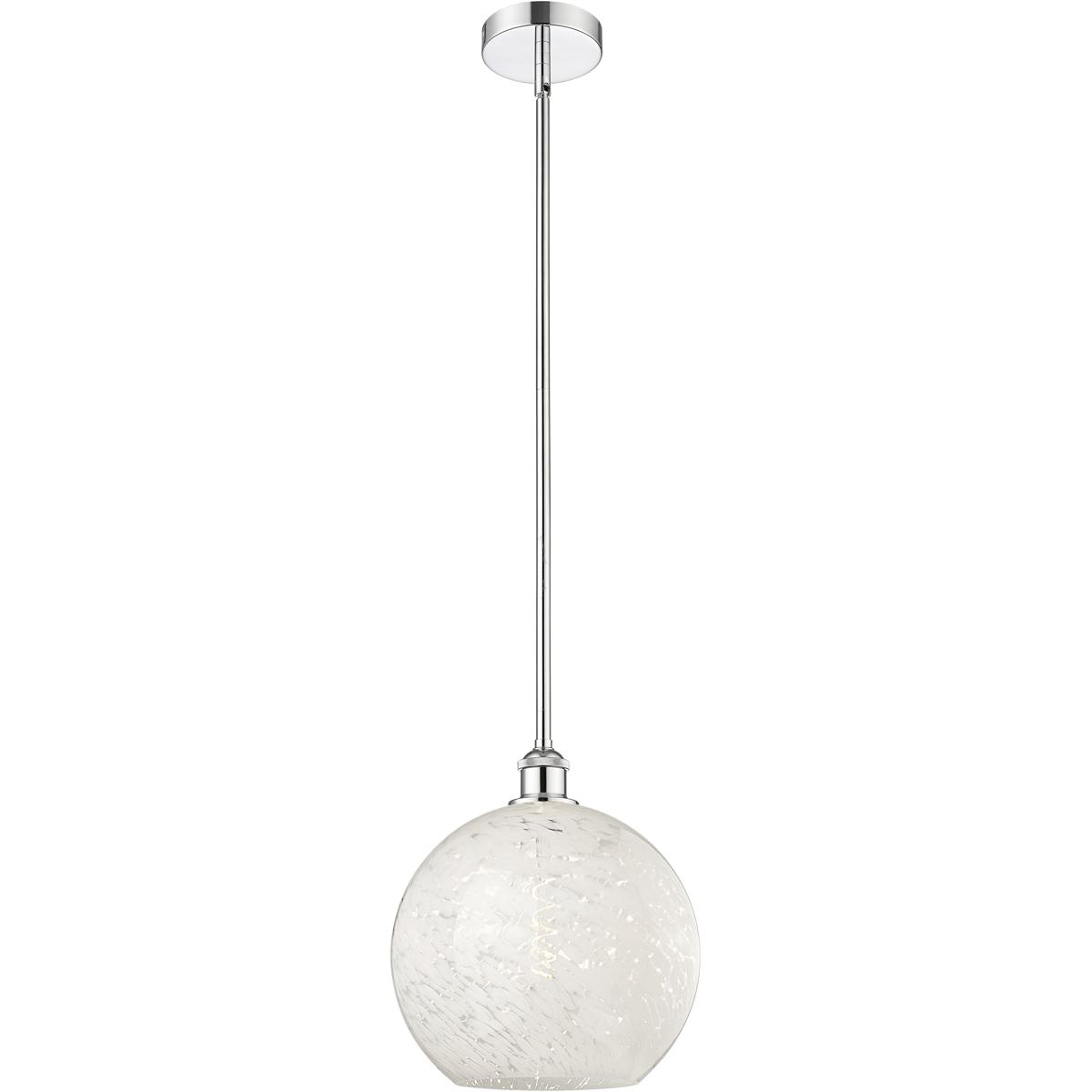 Innovations Lighting 616-1S-PC-G1216-12WM Edison White Mouchette 1 Light 12 inch Polished Chrome Stem Hung Pendant Ceiling Light
