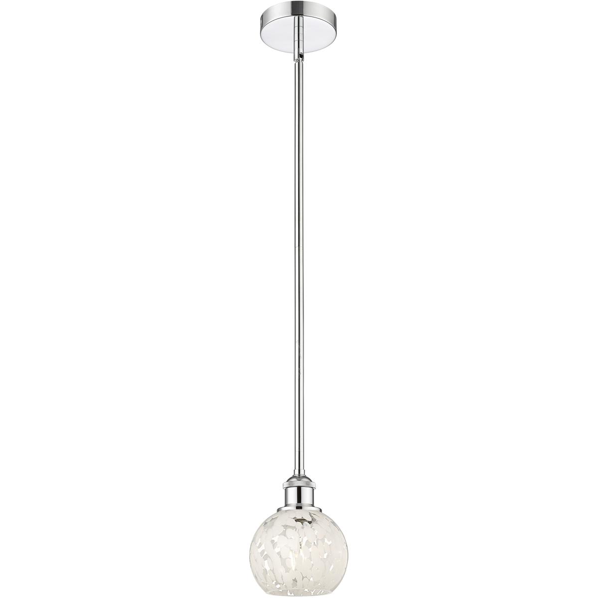 Innovations Lighting 616-1S-PC-G1216-6WM Edison White Mouchette 1 Light 6 inch Polished Chrome Stem Hung Mini Pendant Ceiling Light