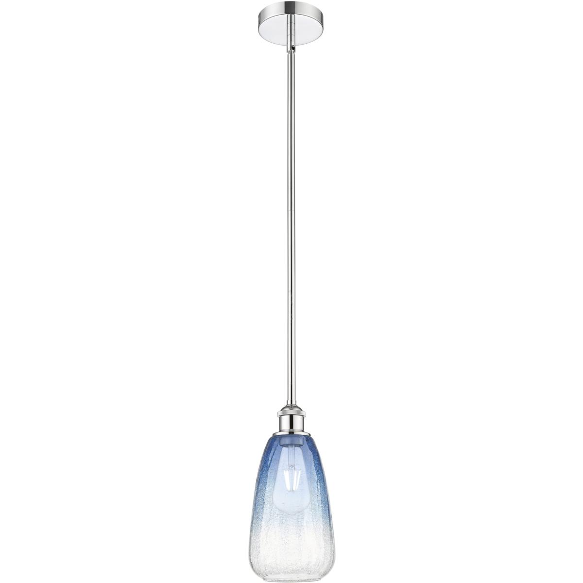 Innovations Lighting 616-1S-PC-G480-6SB Edison Brookhaven Almond 1 Light 6 inch Polished Chrome Mini Pendant Ceiling Light in Sapphire Blue Glass
