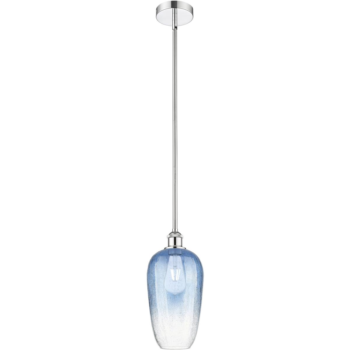 Innovations Lighting 616-1S-PC-G484-7SB Edison Brookhaven Flute 1 Light 7 inch Polished Chrome Mini Pendant Ceiling Light in Sapphire Blue Glass